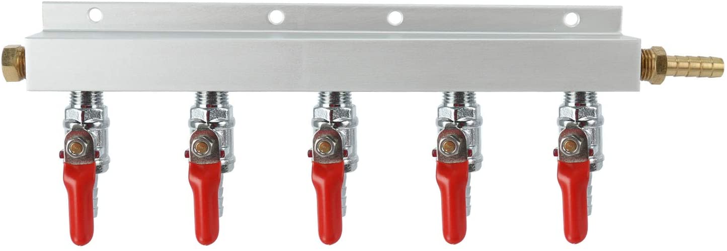 LuckyHigh 4 Way Beer CO2 Gas Manifold Air Distributor With 5/16'' Barb
