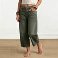thumbnail image 5 of ClodeEU Women's High Waist Cropped Wide Leg Jeans ,Casual Button Fly Denim Capri Pants with Pockets ,Women's Plus L, 5 of 6
