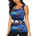 thumbnail image 1 of Fotbe Moonlit Blue Wolf Blusas Sin Mangas para Mujer – Estilo Casual, Corte Suelto, Slim-Fit, Cuello Redondo Deportivo, Tops de Verano para Gimnasio y Yoga-XX-Large, 1 of 7