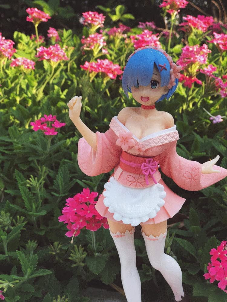 New Re:Zero Rem Sakura Image Ver. Character Anime Statue Figure Desktop Ornament Popular Decorations Fan Souvenirs Creative Gift Collection 23cm/9inch
