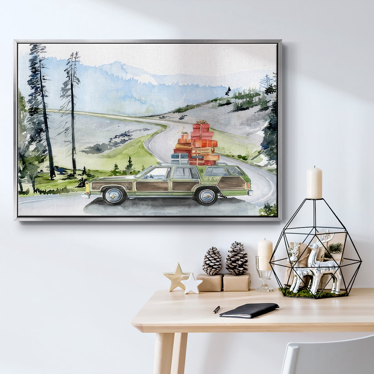 Holiday Vacation II - Framed Gallery Wrapped Holiday Canvas - 27 x 41 - Silver Frame