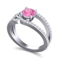 thumbnail image 2 of 2.50 Carat Shiny Round Cut Natural Diamond & Pink Sapphire Gemstone Engagement Ring for Women 18K White Gold Size 4.5 by Diamond-Capitals, 2 of 8