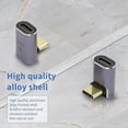 thumbnail image 4 of Adaptador USB C de 40 Gbps en ángulo recto (USB 4.0 tipo C hembra a macho), transferencia de datos, carga de 100 W, paquete de 2, 4 of 4