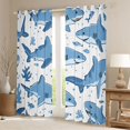 thumbnail image 2 of Manfei Marine Shark Kitchen Curtains, Cartoon Coral Fish Black Out Curtains Pack of 2 (42x63 Each), White Blue, 2 of 6