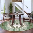 thumbnail image 4 of 7ft Washable Round Rug, Green Pattern Retro Bohemian Non-Slip Circle Area Rug for Living Room Dining Room, Square Abstract Geometric Indoor Floor Mat for Home Decor, 4 of 9