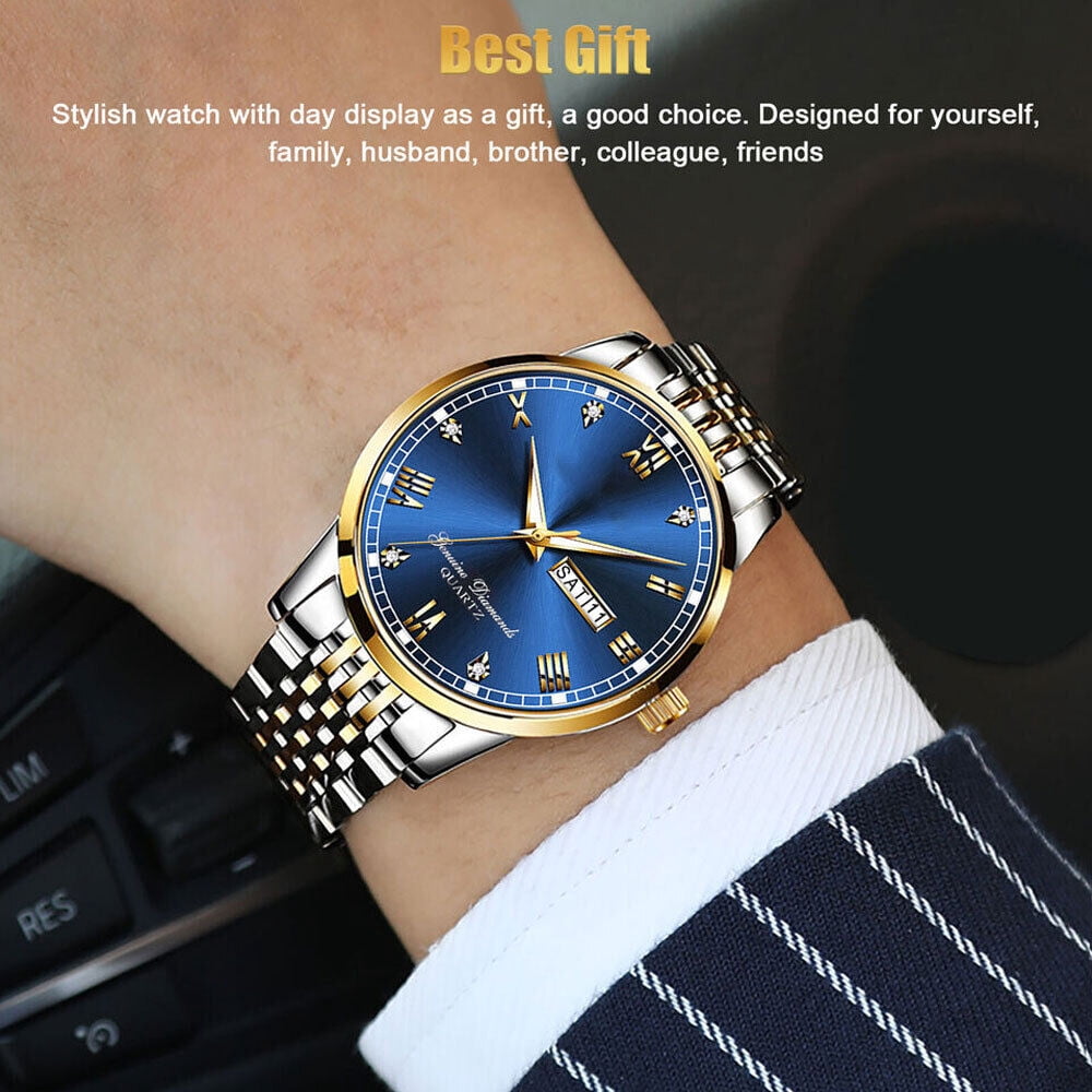 analog watch with date and day display