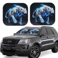 thumbnail image 6 of Kdxio Futuristic Blue Light White Tiger Print 2-Piece Sun Shade Front Windshield - Foldable Car Front Window Sunshades for Most Sedans SUV Truck, 6 of 6