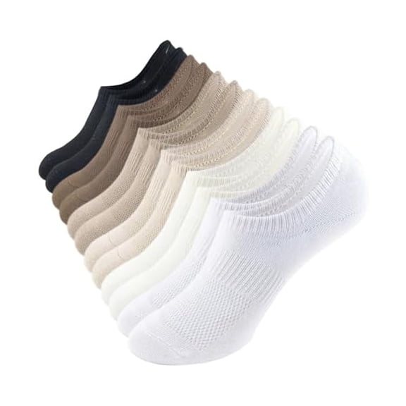Eryueer No Show Socks for Women Cotton Thin Low Cut Non Slip Invisible Liner Socks 6 Pairs
