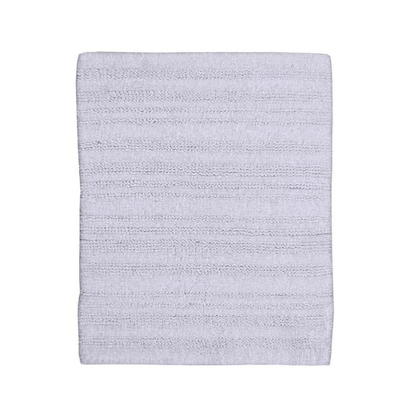 Knightsbridge Luscious Textured Striped All Season Soft Plush Cotton Reversible & Soft Bath Rug 17" X 24" White