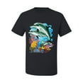 thumbnail image 2 of Pair of Dolphins Swimming in Ocean Animal Lover Men's Graphic T-Shirt, Black, Small, 2 of 3