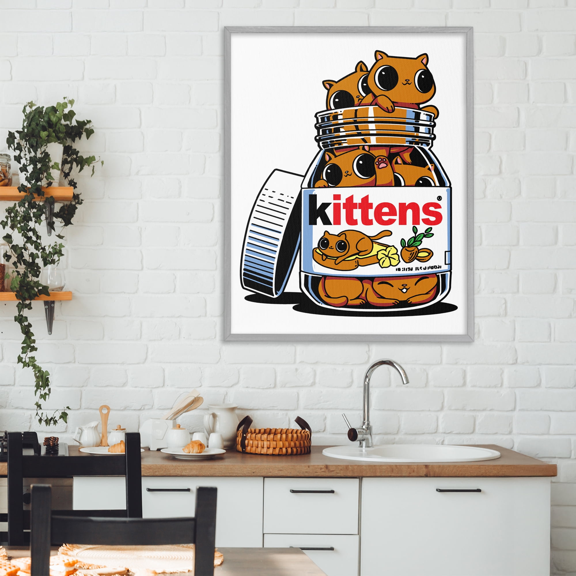 Stupell Industries Hazelnut Spread Cats Gray Framed Giclee Art, design by Tobe Fonseca