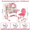 thumbnail image 2 of Fompes Kids Desk and Chair Set Height Adjustable Ergonomic Children Sturdy Table with Large Writing Board Bookshelf Drawer Study School Desk Interactive Workstation Art Writing Desk Furniture, 2 of 13