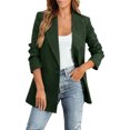 thumbnail image 2 of CUZIBR Womens Blazer Jacket Solid Color Slim Fit Long Sleeve Office Coat Notch Lapel Button Formal Business Casual Outerwear,Dark Green,S, 2 of 5
