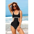 thumbnail image 4 of Sociala Women's Square Neck One Piece Swimsuit Hollow Out Monkini Back Tie Bath Suit Swimwear, 4 of 6