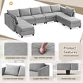 thumbnail image 3 of 1PC Foot sofa for Living Room, L-Shaped Couch with Reversible Storage Seat & Storage Ottaman,Convertible Sectional Sofa Couch, Apartment, Grey, 3 of 5