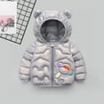 thumbnail image 3 of dmqupv Toddler Winter Coats for Girls 2t Toddler Boys Girls Winter Windproof Cartoon Monkey Prints Bear Ears Hooded Coat Grey 2-3 Years, 3 of 4