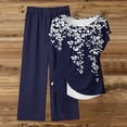 thumbnail image 4 of AUNVITO Women's Casual Two-Piece Set Loose Fit Drawstring Pants and Round Neck Short Sleeve Top with All Over Print Fashion Casual Outfit, 4 of 5