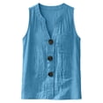 thumbnail image 4 of Yutgune Women's Button Down Linen Cotton Tank Top V Neck Sleeveless Casual Vest Shirt with Pocket, 4 of 9