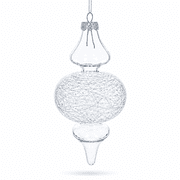 Triple Oval Finial Clear Glass Christmas Ornament 6.6 Inches