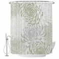 thumbnail image 2 of Sage Green White Waterproof Fabric Shower Curtain,Abstract Grey Chrysanthemum Flower Waterproof Fabric Shower Curtain for Bathroom Curtains Bathtubs Hotel Shower Curtains with 12 Hooks Small 36x72in, 2 of 8
