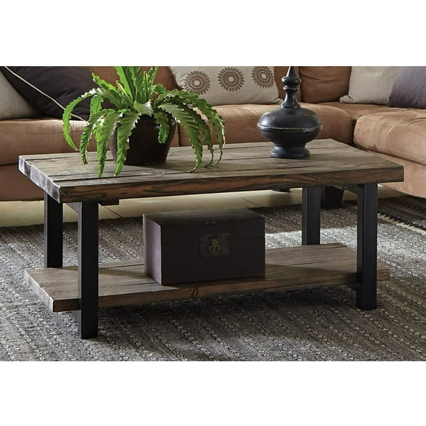 Rustic Modern Reclaimed Wood 42 Inch Tail Coffee Table With Lower Shelf And Metal Legs Com Rustic Modern Reclaimed Wood 42 Inch, 42 Inch High Sofa Table