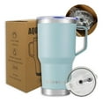 thumbnail image 4 of AQUAPHILE 30oz Stainless Steel Insulated Coffee Mug with Handle, Double Walled Vacuum Travel Cup with Lid & Straw, Reusable Thermal Coffee Cup, Portable Coffee Tumbler,Light Blue, 4 of 5