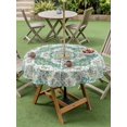 thumbnail image 3 of Turquoise Boho Outdoor Tablecloth - 54 Inch Round Dining Table Cover, Vintage Abstract Art Floral Ethnic Tribe Waterproof Outdoor Table Cloth with Umbrella Hole & Zipper for Picnic/Patio/Party, 3 of 7