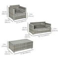 thumbnail image 3 of Outsunny 4 Pieces Wicker Patio Furniture Set with Cushions, Mixed Grey, 3 of 10