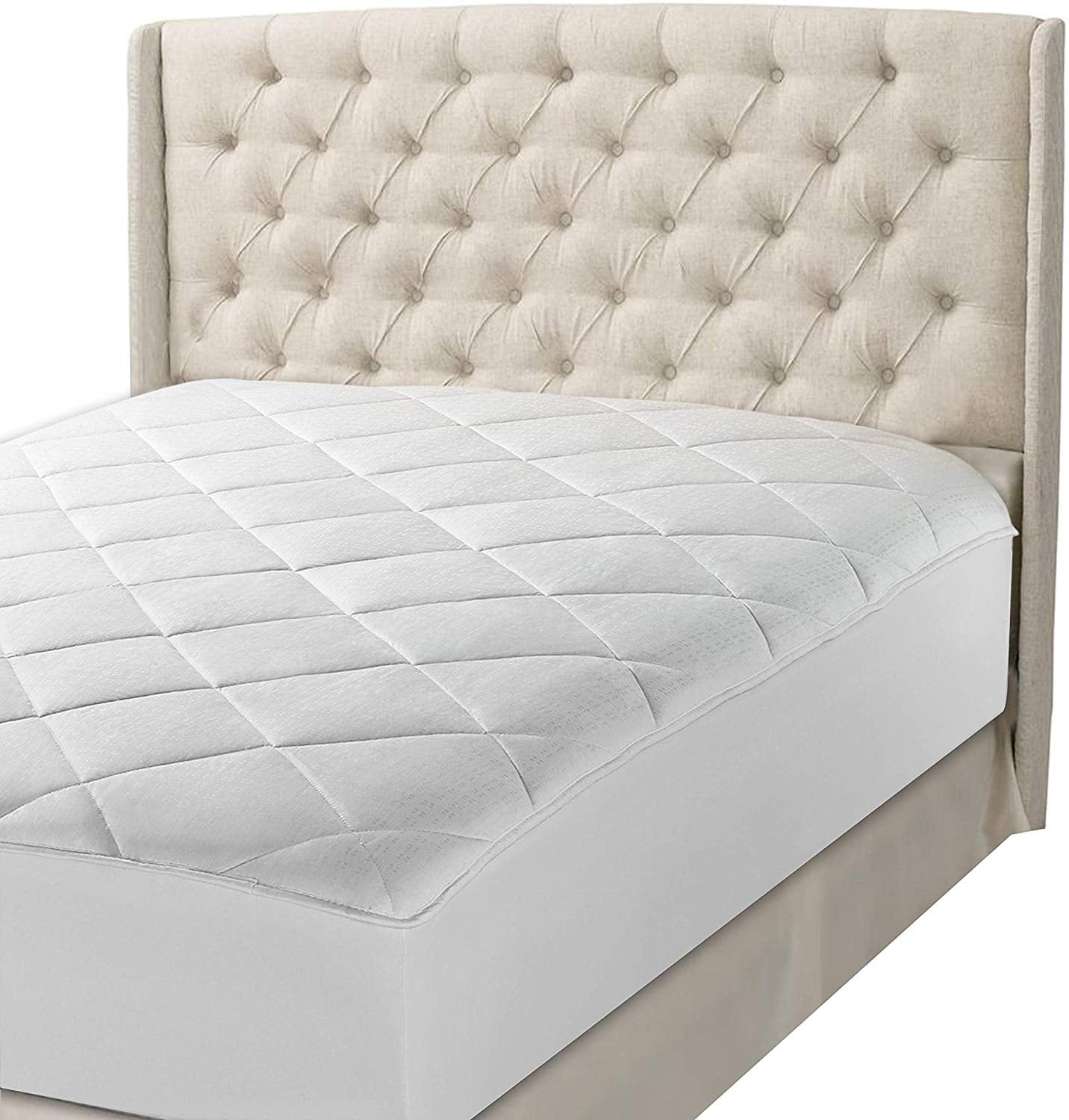 Luxury 100% Cotton Quilted Anti Allergenic Mattress Cover 200 Thread Count 