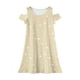 thumbnail image 5 of XADYUY Summer Dress for Girls 10-12 Casual A-Line Sleeveless T-Shirt Dress for School Polka Dot Basic Crew Neck Swing Tshirt Dress Girls,Beige 9-10 Years, 5 of 6