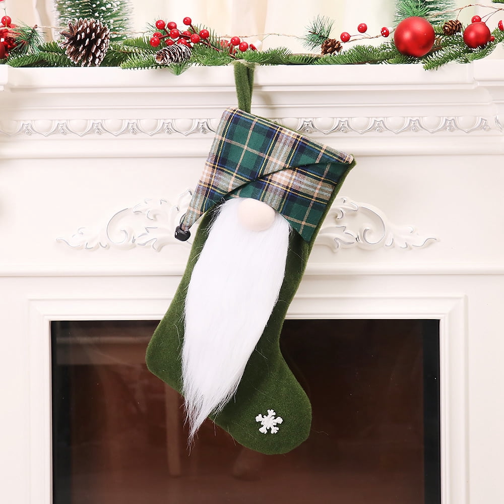 Dalrosia Christmas Gnome Stockings, 3D Plush Swedish Gnome Stocking Fireplace Hanging Stockings Gift Bags for Xmas Holiday Decoration