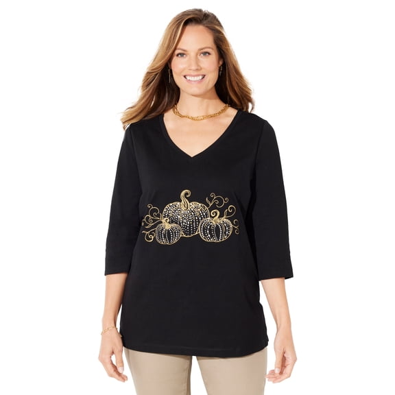 Catherines Women's Plus Size V-Neck Graphic Top