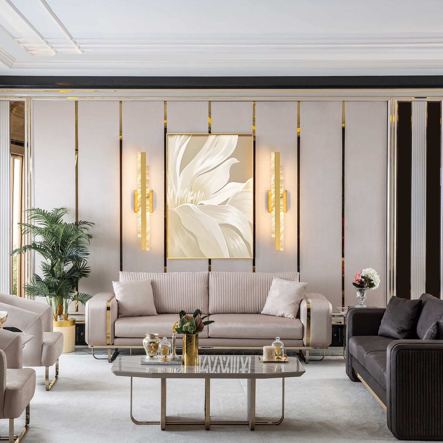 Gold Modern Bathroom Vanity Light 24 inch Dimmable LED Bath Bar Light Fixtures Over Mirror Wall Sconce Picture Lights for Paintings Cabinets Bedroom