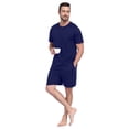 thumbnail image 5 of GIRUNS Men's Pajama Set Lightweight Sleepwear Short Sleeve and Shorts with Pockets Navy Blue L, 5 of 7