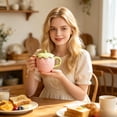 thumbnail image 4 of Pink Strawberry Ceramic Mug with Lid, Cute Fruit Tea Cup, Practical Souvenir for Women, Gift for Her - 12oz, 4 of 5