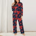 thumbnail image 2 of Pofeuu Rose Flower Print Womens Pajamas Set Long Sleeve Sleepwear Button Down Nightwear Soft Pj Lounge Sets Button Down Pajamas Women-Large, 2 of 7