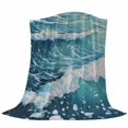 thumbnail image 6 of Teal Coastal Blanket Soft Cozy Warm Throw Blanket for Couch, Plush Fuzzy Flannel Fleece Blankets for Sofa, Summer Beach Nautical Ocean Waves Bed Blankets Lightweight Gifts for Women, 50"x80", 6 of 9