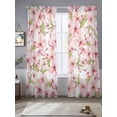 thumbnail image 2 of Pink Flowers Sheer Curtains 84 Inch Length 2 Panels Set, Watercolor Spring Botanical Floral Leaves Voile Window Treatment Rod Pocket Curtains Sheers Drapes for Bedroom/Living Room/Kitchen 52"x84"x2, 2 of 7