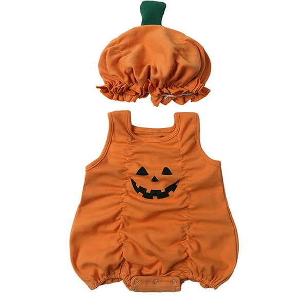 DHFJKG Toddlers Boys Bodysuit Halloween Pumpkin Sleeveless Cute Comfortable Onesie Baby Onesies Boy 0-6 Months