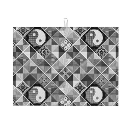 

Fuzoiu Yin Yang With Black And White Print Absorbent Reversible Microfiber Dish Drying Mat for Kitchen Dish Drying Pad for Dishes Utensils Pots and Pans Extra Large 18 Inch x 24 Inch