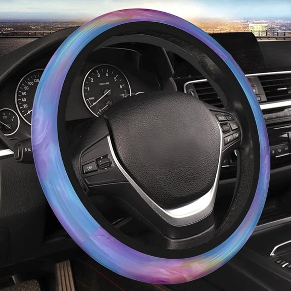 Car Steering Wheel Cover for Women Men, Non-Slip Breathable Cute Steering Wheel, Pastel Purple Rose Steering Wheel Protector, Car Accessories, Universal 14" 02/2-15" Fit Auto, Suvs