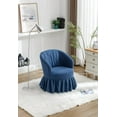 thumbnail image 2 of Swivel Accent Chair, Linen Fabric Swivel Accent Chair Armchair with Pleated Skirt, Lounge Chair Barrel Chair with 360° Swivel and Padded Seat, Single Sofa Chair for Living Room Auditorium, Blue, 2 of 7