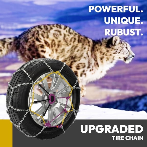Auto Tightening Snow Chains for Car – Quick Fit, Easy Installation, Reusable Universal Tire Chains for Winter Emergency Traction (Set of 2)
