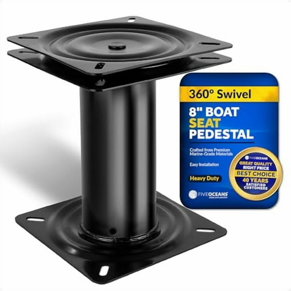Five Oceans 8-Inch Boat Seat Pedestal, Boat Seat Pedestals with Seat Mount 360-Degree Swivel, Steel with Black Powder Coat Finish, 6-7/8-Inch (174mm) Base - Universal Mounting - FO