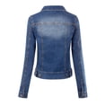 thumbnail image 4 of Made by Olivia Women's Solid Button Down Long Sleeve Classic Outerwear Cropped Denim Jacket, 4 of 5