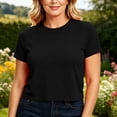 thumbnail image 2 of TEAJOPSUU Womens Summer Tops Backless Short Sleeve Twist Back Athletic Shirts Casual Outdoor Solid Blouses Black, 2 of 8