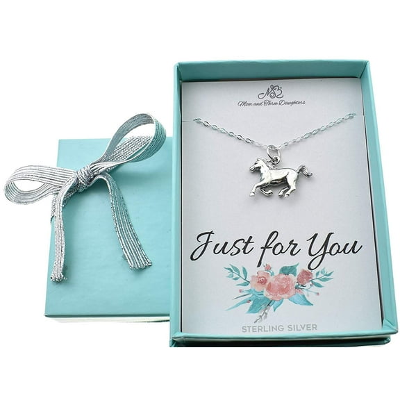 Horse necklace in sterling silver on an 18 inch sterling silver cable chain.  Female jewelry. sterling necklace. Women's necklace. Equestrian jewelry.