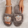thumbnail image 6 of CHUMUD Women's Open-Toe House Slippers - Bear Print Furry Slides with Durable Sole, Cozy & Cute Indoor Fall Shoes, 6 of 9