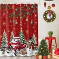 thumbnail image 5 of Red Christmas Shower Curtains for Bathroom, Xmas Snowman Truck Snowflake Tree Balls Waterproof Fabric Shower Curtain for Bathroom Bathtub Decoration, Machine Washable, 54x"78", 5 of 9