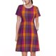 thumbnail image 1 of Balery Orange and Purple Plaid Vestidos sueltos de manga corta para mujer, vestidos de verano 2025, vestidos casuales de corte A con vuelo., 1 of 6